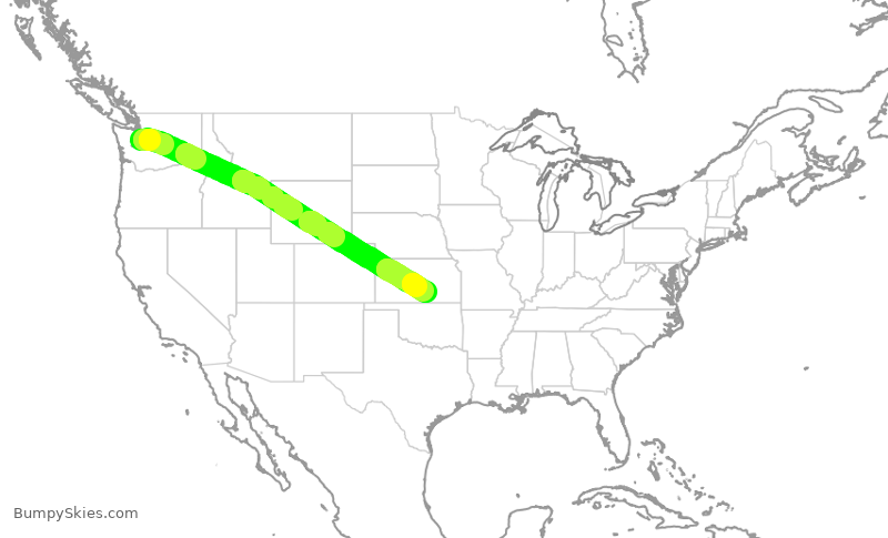 Turbulence forecast map for QXE2117, SEA to ICT