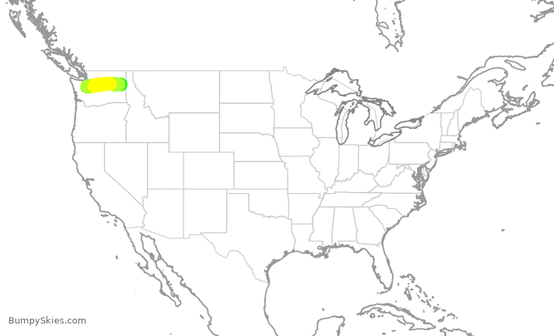 Turbulence forecast map for QXE2119, GEG to SEA