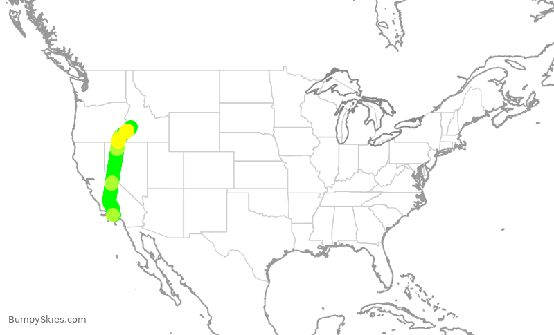 Turbulence forecast map for QXE2119, LAX to BOI