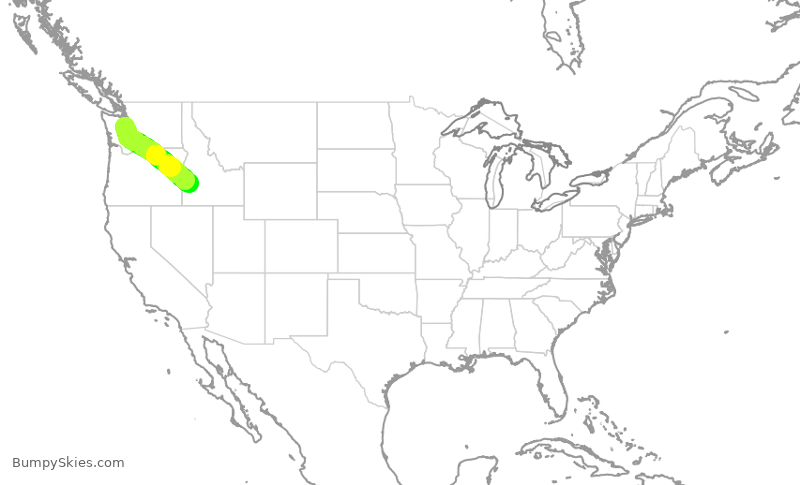Turbulence forecast map for QXE2124, SEA to BOI