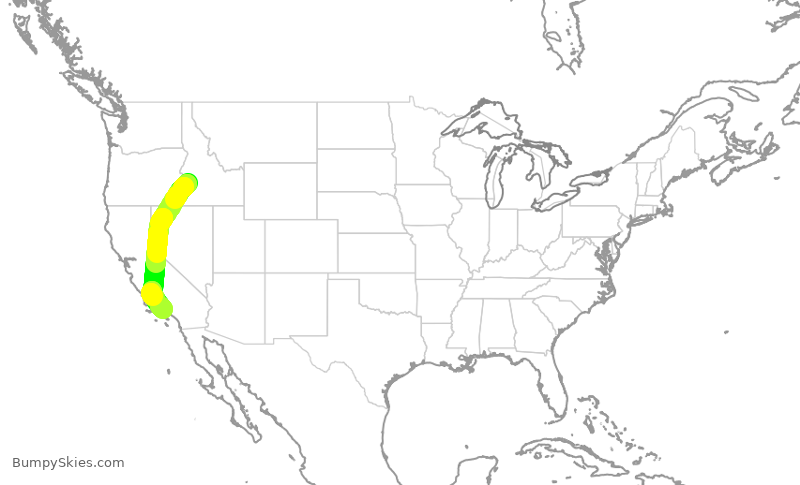 Turbulence forecast map for QXE2140, BOI to LAX