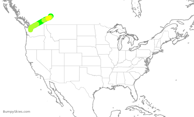 Turbulence forecast map for QXE2144, SEA to YYC