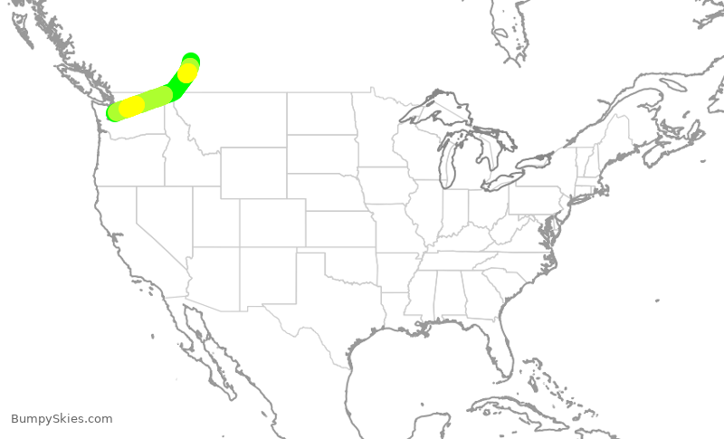 Turbulence forecast map for QXE2145, YYC to SEA