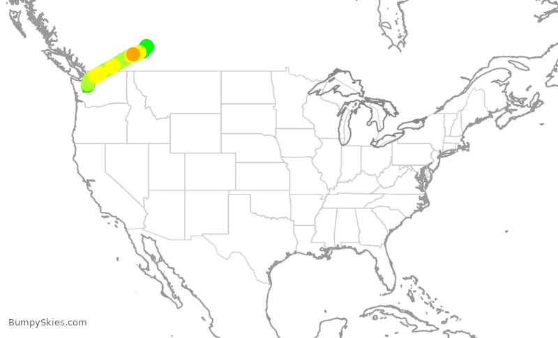 Turbulence forecast map for QXE2147, SEA to YYC