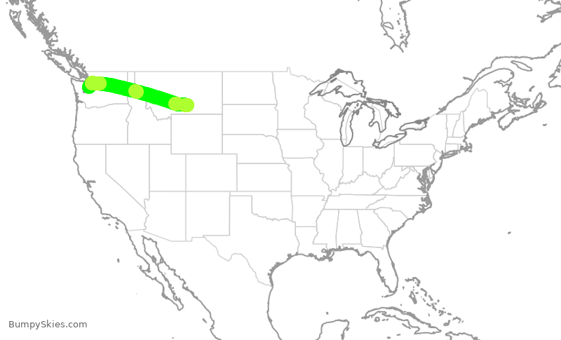 Turbulence forecast map for QXE2148, BIL to SEA