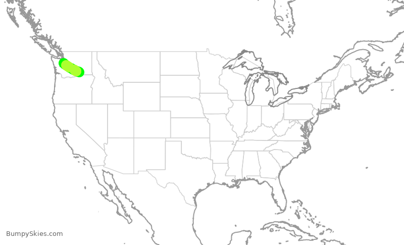 Turbulence forecast map for QXE2153, PSC to SEA