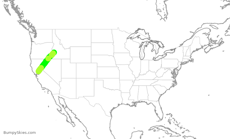 Turbulence forecast map for QXE2157, SMF to BOI