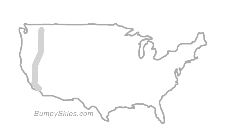 Map of continental US with illustrated flight path and turbulence forecast (described in text below)