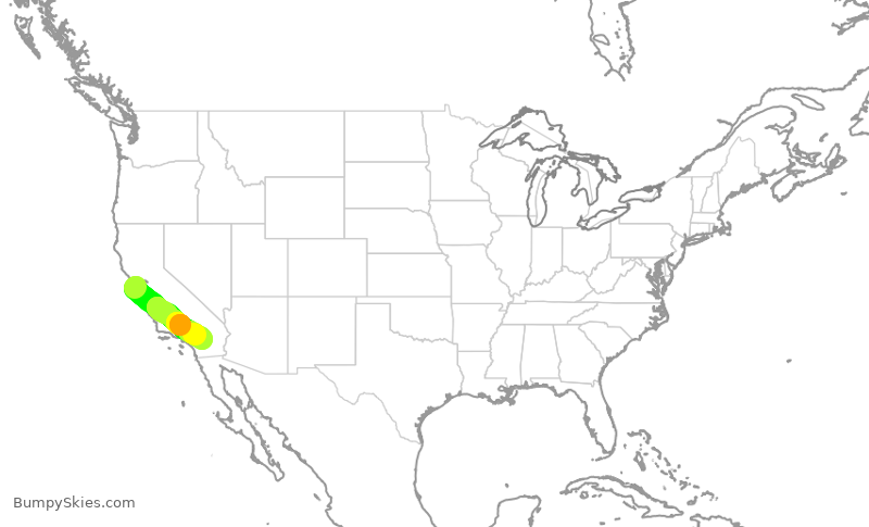 Turbulence forecast map for QXE2167, SFO to PSP