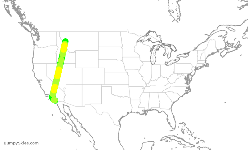 Turbulence forecast map for QXE2168, SAN to MSO