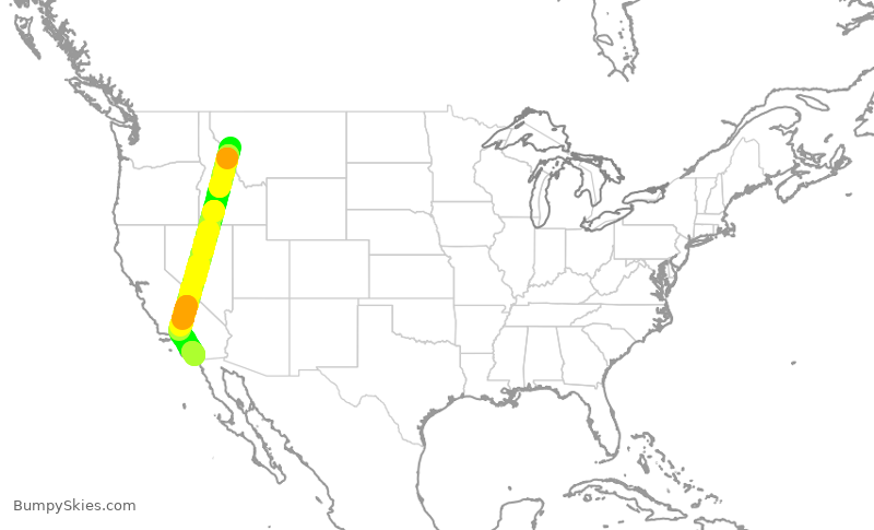 Turbulence forecast map for QXE2169, MSO to SAN