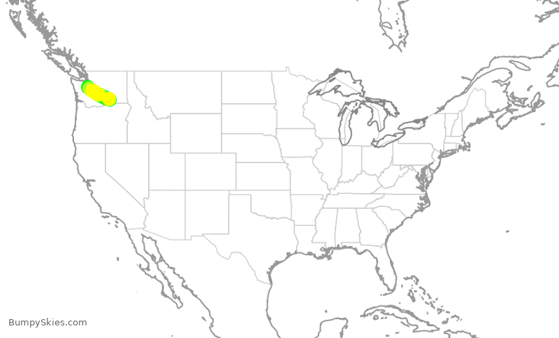 Turbulence forecast map for QXE2171, PSC to SEA