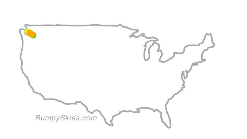 Map of continental US with illustrated flight path and turbulence forecast (described in text below)