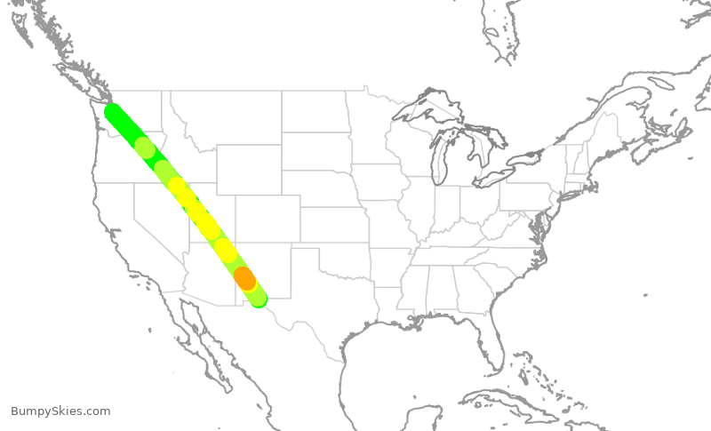 Turbulence forecast map for QXE2182, SEA to ELP