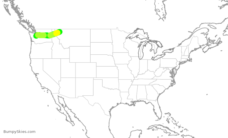 Turbulence forecast map for QXE2183, SEA to FCA
