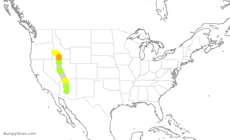 Turbulence forecast map for QXE2184, BOI to PHX
