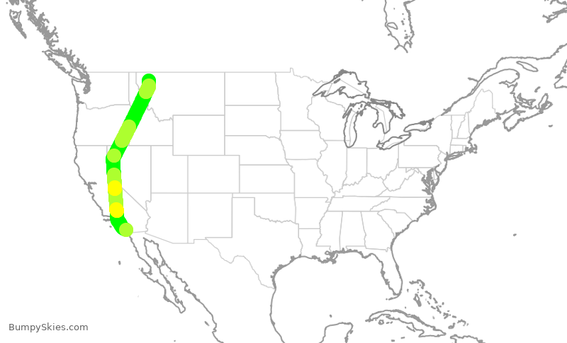 Turbulence forecast map for QXE2186, SAN to FCA