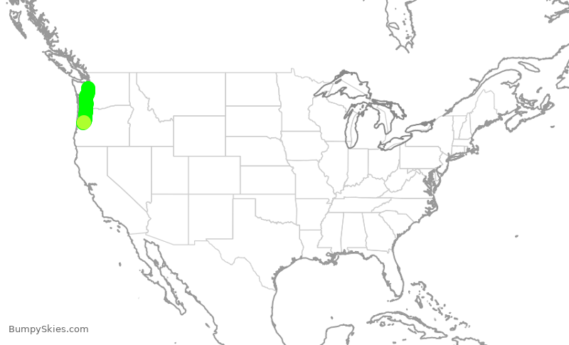 Turbulence forecast map for QXE2188, EUG to SEA