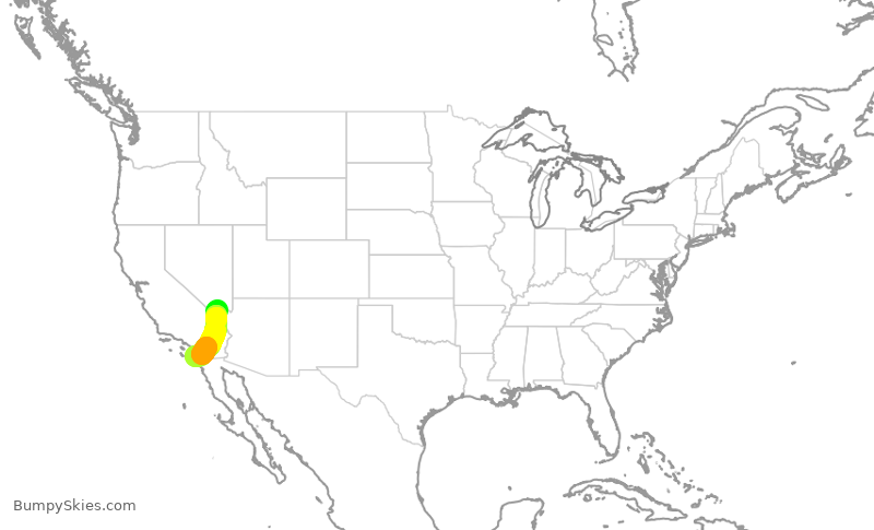 Turbulence forecast map for QXE2201, LAS to SAN