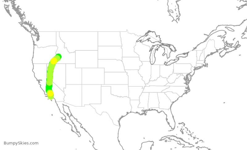Turbulence forecast map for QXE2201, LAX to BOI