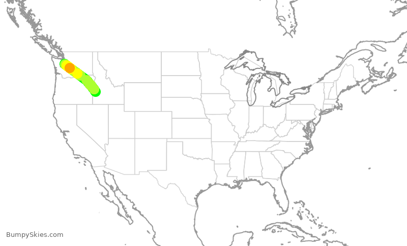 Turbulence forecast map for QXE2206, BOI to SEA