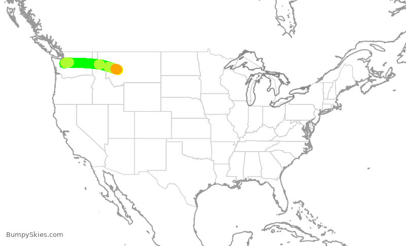 Turbulence forecast map for QXE2206, SEA to HLN