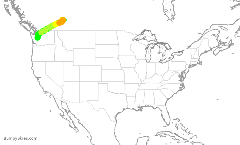 Turbulence forecast map for QXE2207, SEA to YYC