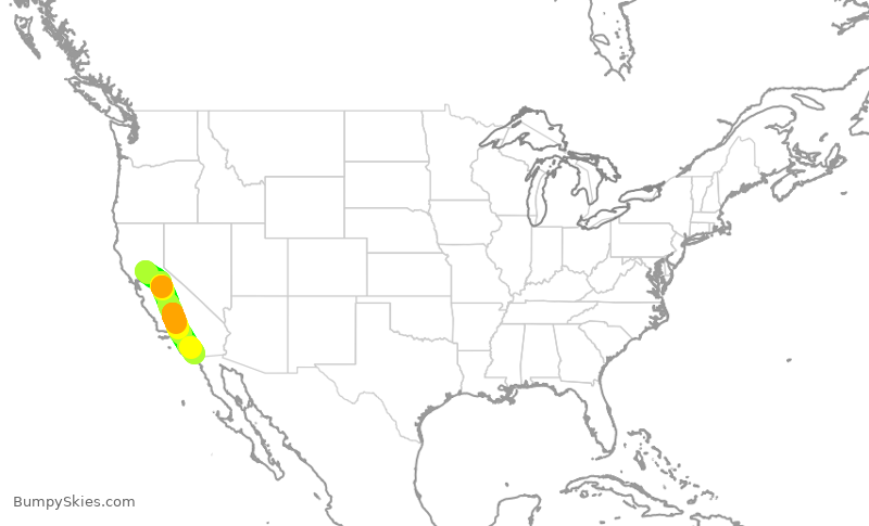 Turbulence forecast map for QXE2208, SMF to SAN