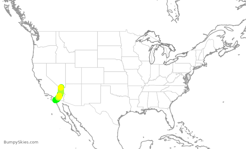 Turbulence forecast map for QXE2212, LAS to SAN