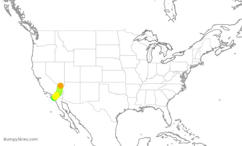 Turbulence forecast map for QXE2213, LAS to SAN