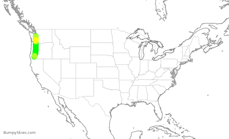 Turbulence forecast map for QXE2213, MFR to SEA