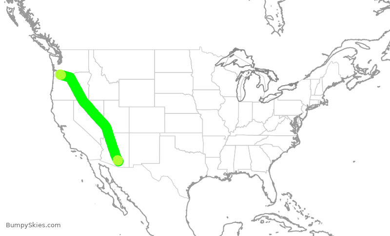 Turbulence forecast map for QXE2216, TUS to PDX