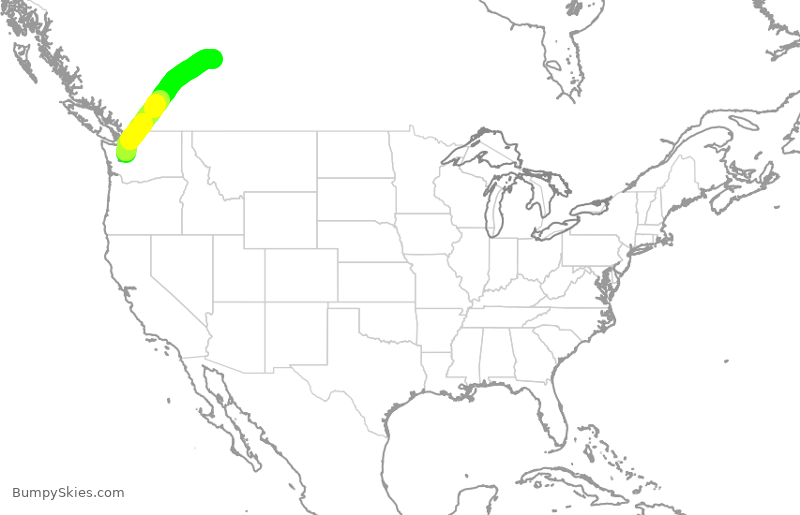 Turbulence forecast map for QXE2217, SEA to YEG