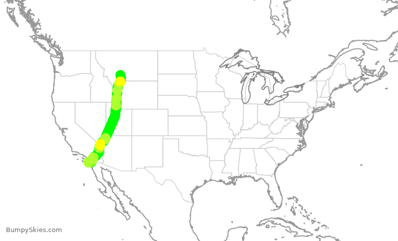 Turbulence forecast map for QXE2221, SAN to BZN