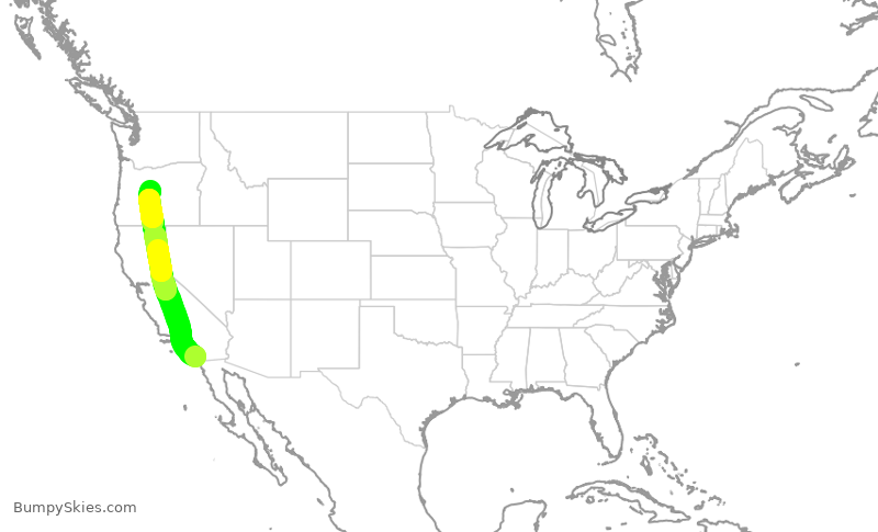 Turbulence forecast map for QXE2223, SAN to RDM