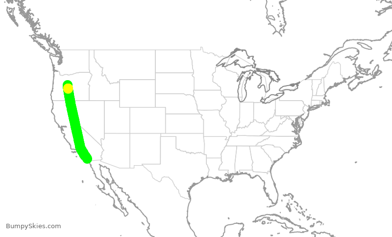 Turbulence forecast map for QXE2224, RDM to SAN