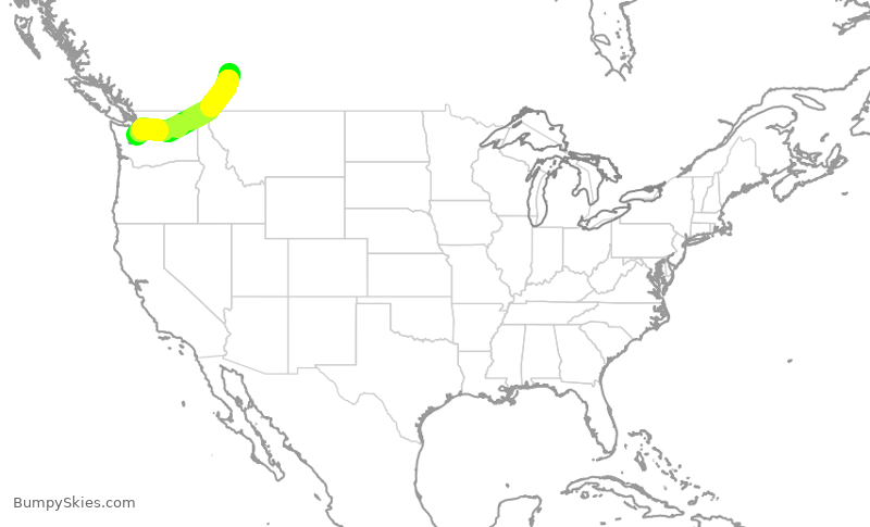 Turbulence forecast map for QXE2226, YYC to SEA