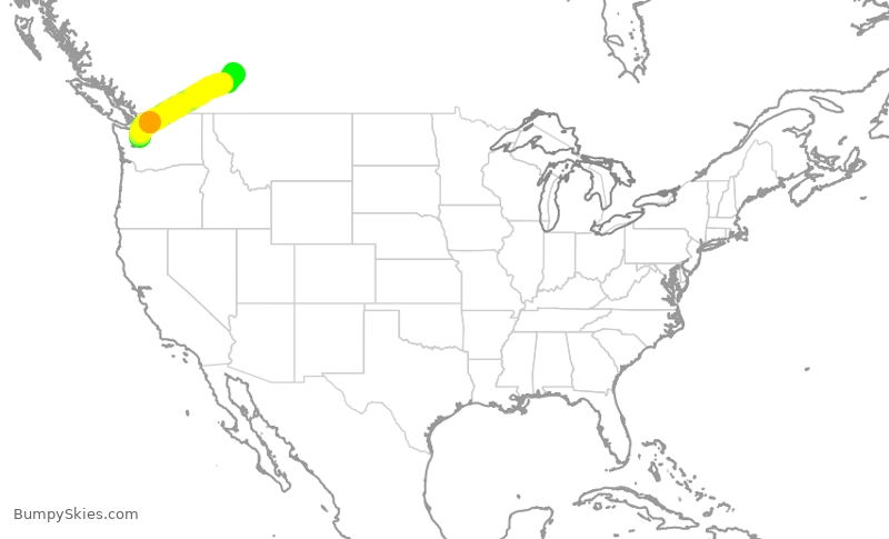 Turbulence forecast map for QXE2226, SEA to YYC