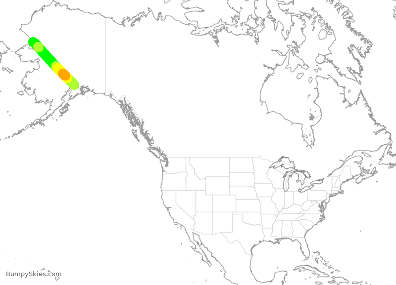 Turbulence forecast map for QXE2226, ANC to OTZ