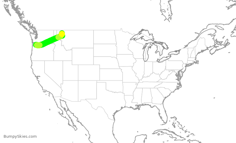 Turbulence forecast map for QXE2229, FCA to PDX