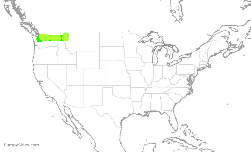 Turbulence forecast map for QXE2244, FCA to SEA
