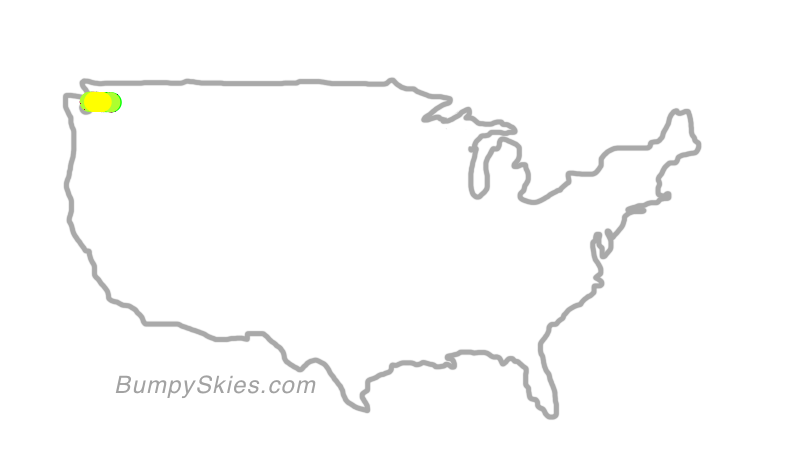 Map of continental US with illustrated flight path and turbulence forecast (described in text below)