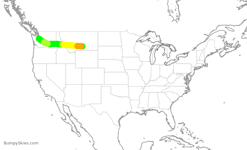 Turbulence forecast map for QXE2247, BIL to SEA