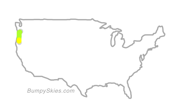 Map of continental US with illustrated flight path and turbulence forecast (described in text below)