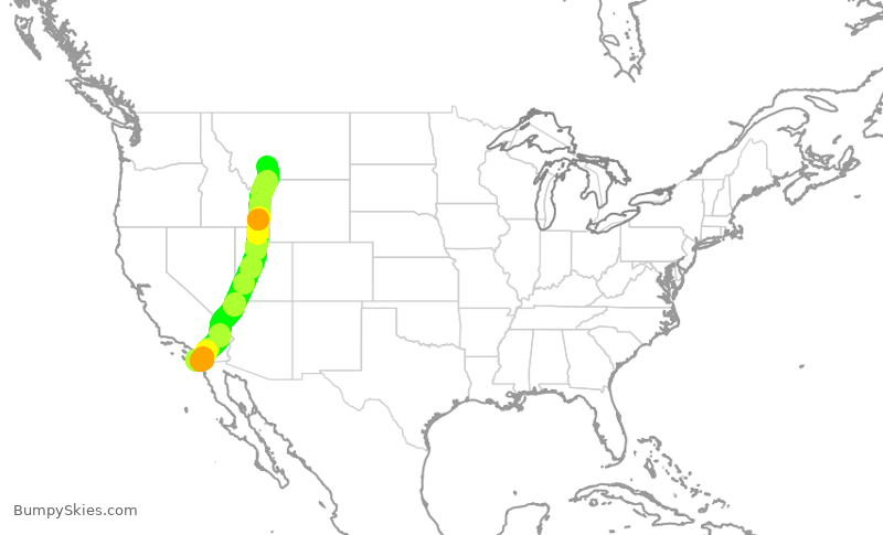 Turbulence forecast map for QXE2254, SAN to BZN