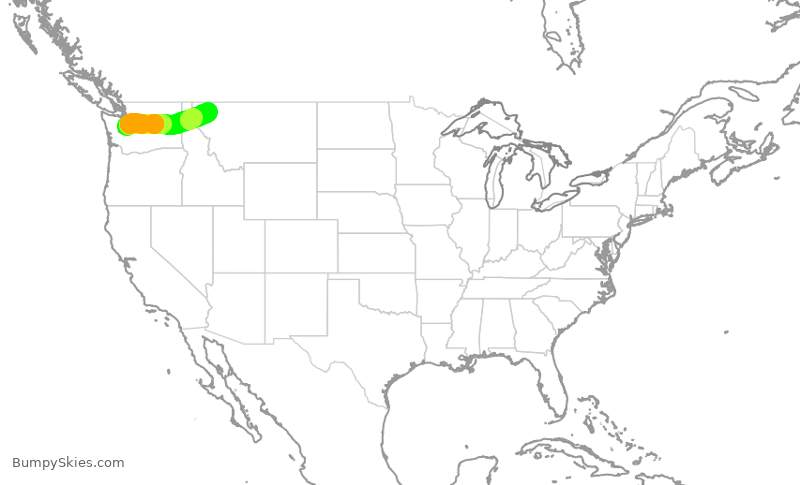 Turbulence forecast map for QXE2256, SEA to FCA