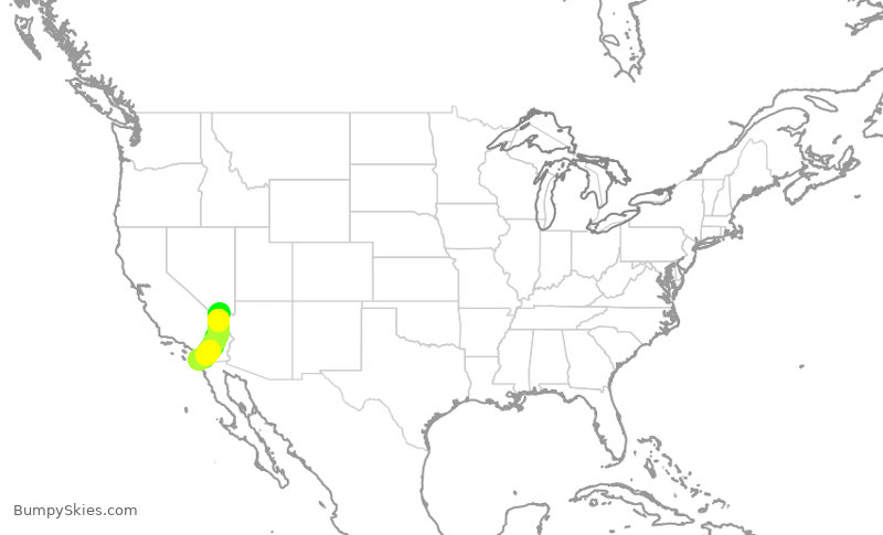 Turbulence forecast map for QXE2262, LAS to SAN