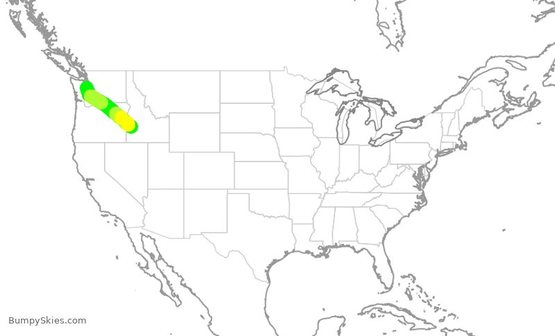 Turbulence forecast map for QXE2262, SEA to BOI