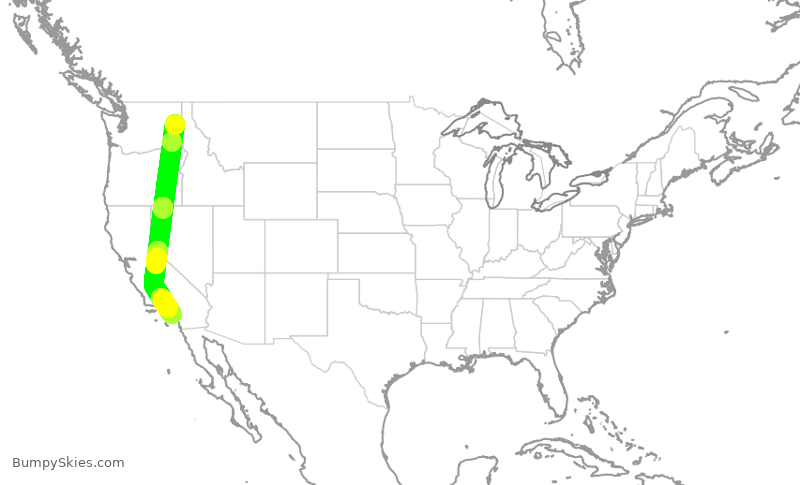 Turbulence forecast map for QXE2266, GEG to SNA