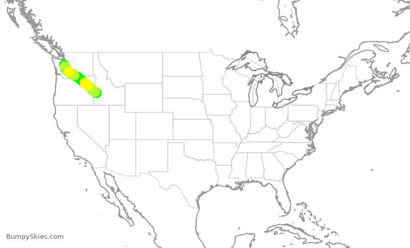 Turbulence forecast map for QXE2277, SEA to BOI